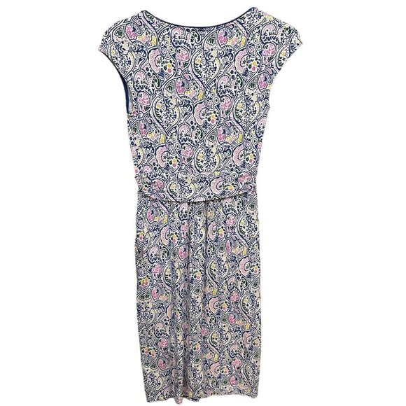 Boden Margot Scoop Neck Cap Sleeve Pockets Knee Length Paisley Print Dress 4R - Picture 3 of 10